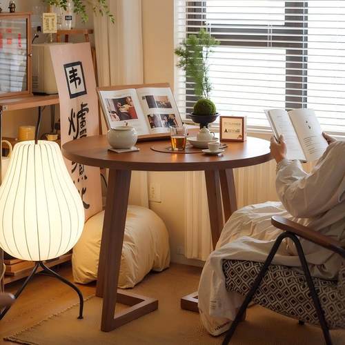 实木茶桌书桌一体两用阳台休闲 茶桌椅组合小户型洽谈桌新中式茶