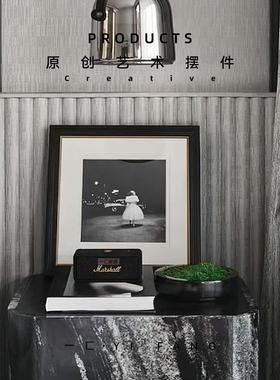 一匚 现代轻奢实木相框音响软装 样板间床头柜卧室书桌桌面摆件