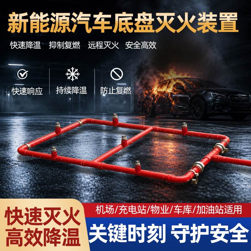 新能源汽车底盘灭火装置简易喷淋装置消防移动式泡沫灭火装置降温