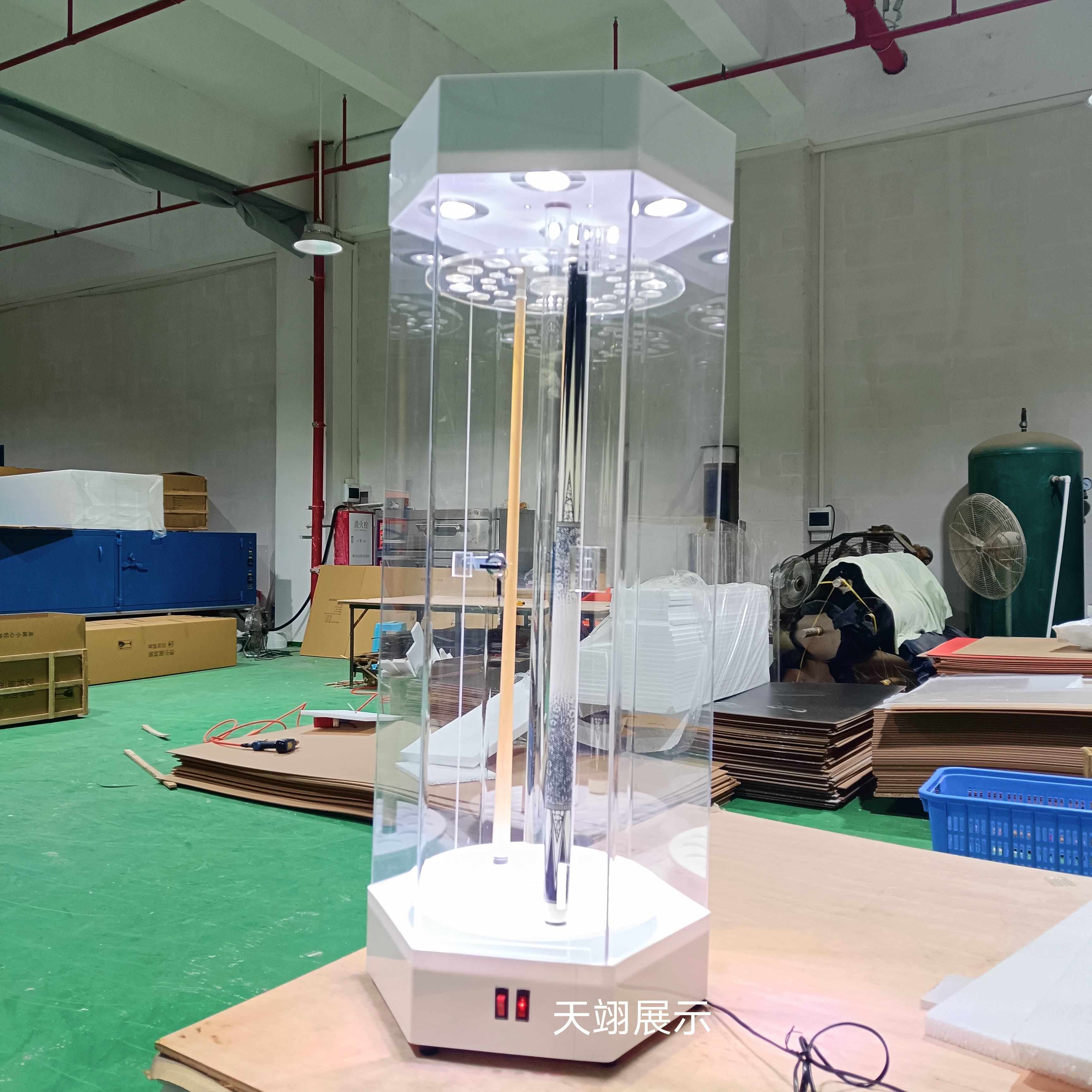 亚克力展示柜台球杆旋转展示柜桌球室专用展示柜台球厅货架展柜子