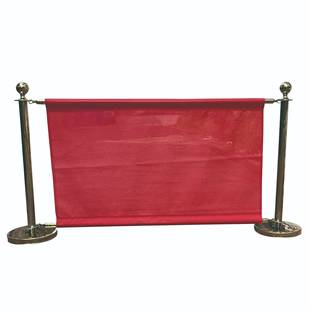 不锈钢圆球栏杆屏风广告布广告栏杆座一米线隔离伸缩带银行排队