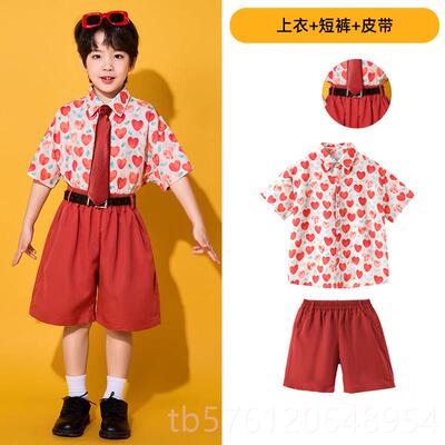 正品儿童啦啦队幼演服装小运动表会制服儿园覆古爱学港式衬衫套装