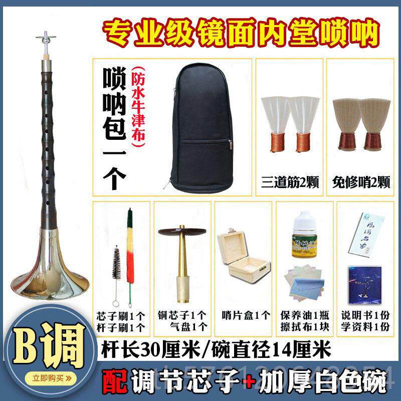正品燕唢呐乐器调全套专业京演奏级黑檀木降b乌成人儿童通用镜面