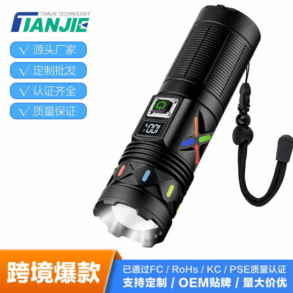 50W强光手电高亮应急户外照明可充电变焦野外白激光手电筒