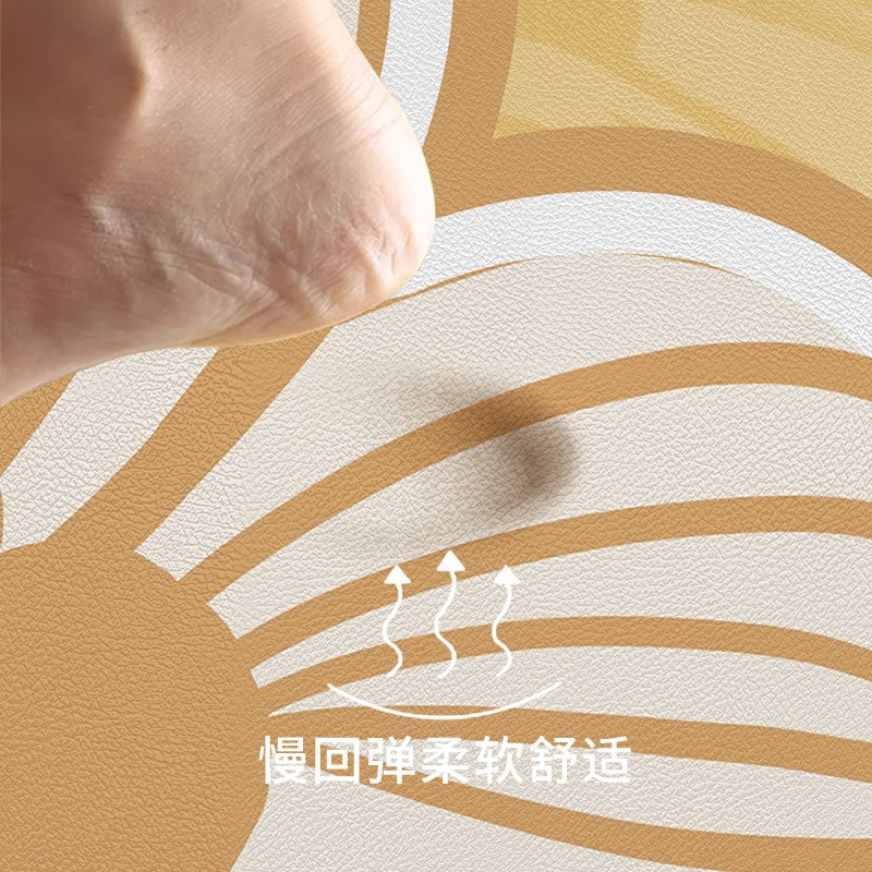 奶油风入户门地垫进门可裁剪皮革入户玄关地毯清新花朵进门脚垫子