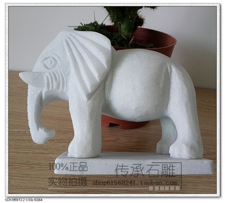 包邮镇宅石象石雕汉白玉石象摆件一对招财石头公母象吸水象石大象