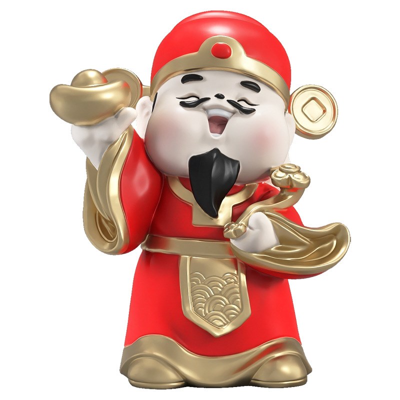 国潮创意财神爷大型落地摆件客厅沙发电视柜招财公仔店铺开业礼物