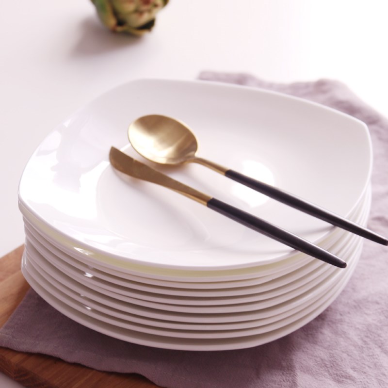 6只装白色凉菜菜盘子创意6件菜盘家用碟子陶瓷餐盘简约10只平瓷盘