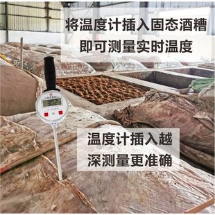 家用商用数显温度计测地温探杆酒糟不锈钢 粮食专用加长手持插入式