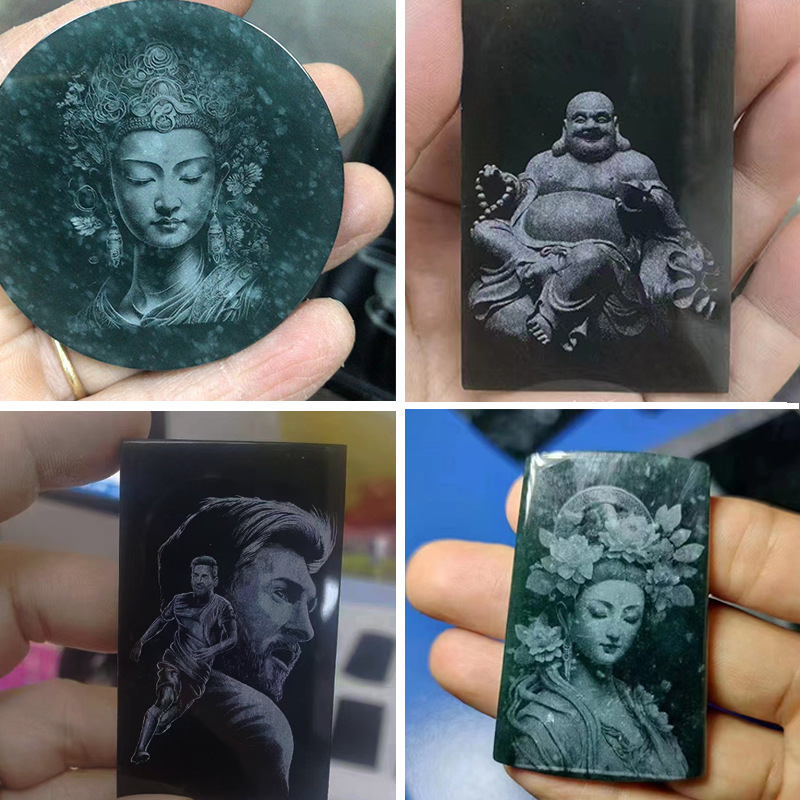 激光浮雕机四会玉石浮雕翡翠影雕机和田玉激光打标机玉佩镭雕刻字