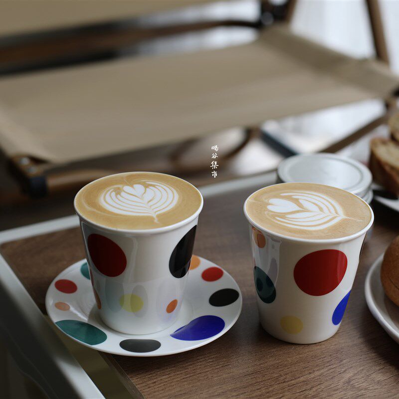 暘谷集市 草间弥生 设计款水杯咖啡杯 拿铁杯 骨瓷波点