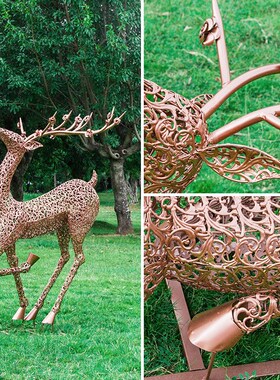 发光纹鹿雕塑景区小区地产商业街园林景观装饰梅鹿