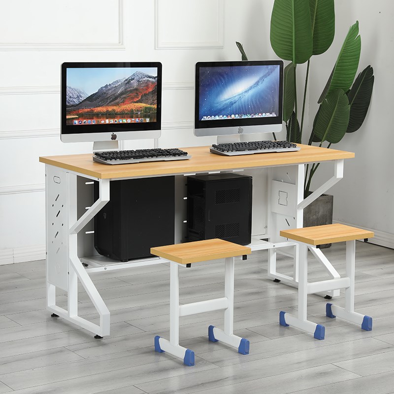 学校微机室机房双人台式电脑桌学生简约多媒体教室培训辅导班桌子