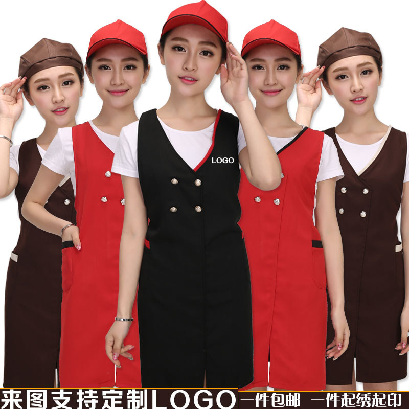 咖啡西母婴美甲围裙韩时尚烘焙面包房服务员工作服图片