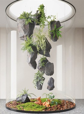 仿真石绿植造景室内大型艺术置景观雕塑泡沫假山