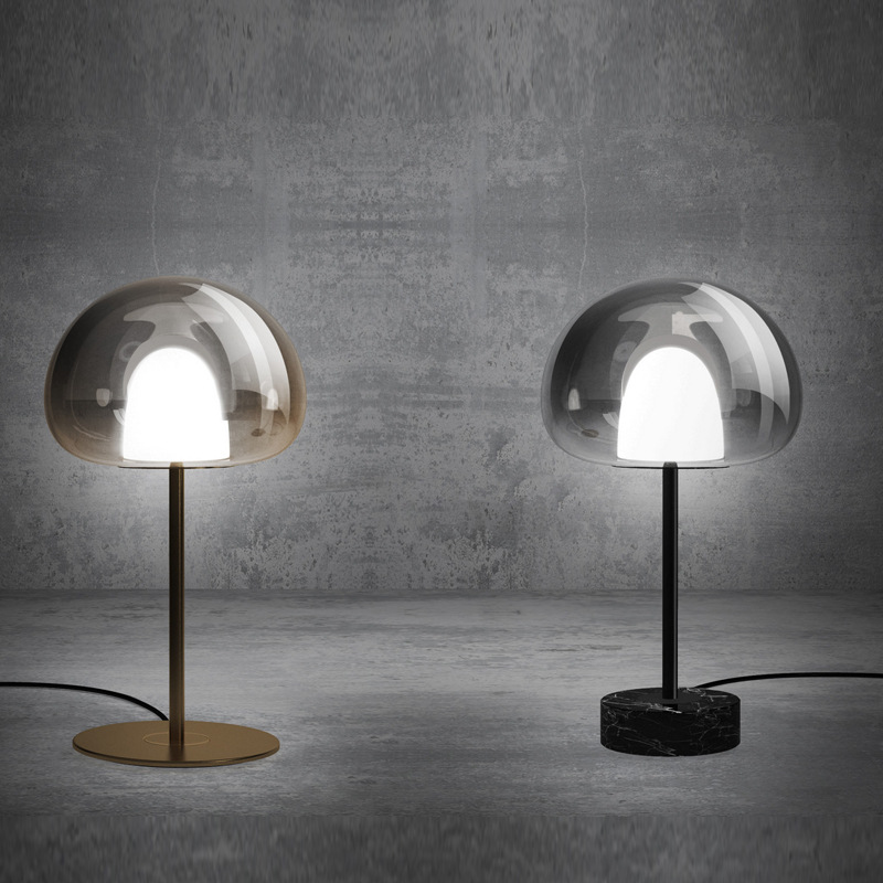 北欧设计感客厅装饰沙发台灯现代简约儿童房卧室床头蘑菇玻璃台灯