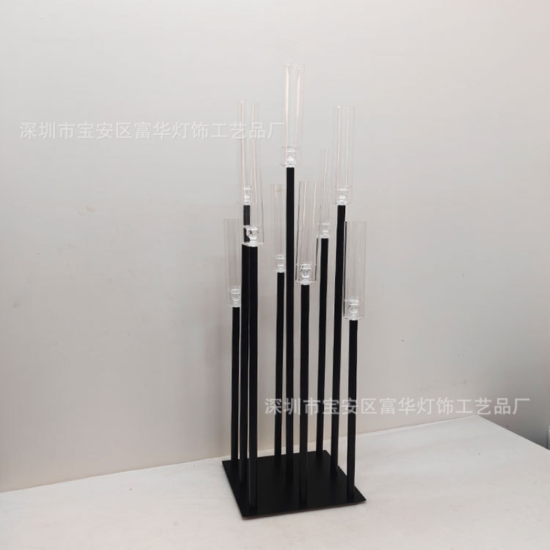 新款婚庆道具路引9头烛台酒店家居装饰创意欧式摆件用品黑色烛台