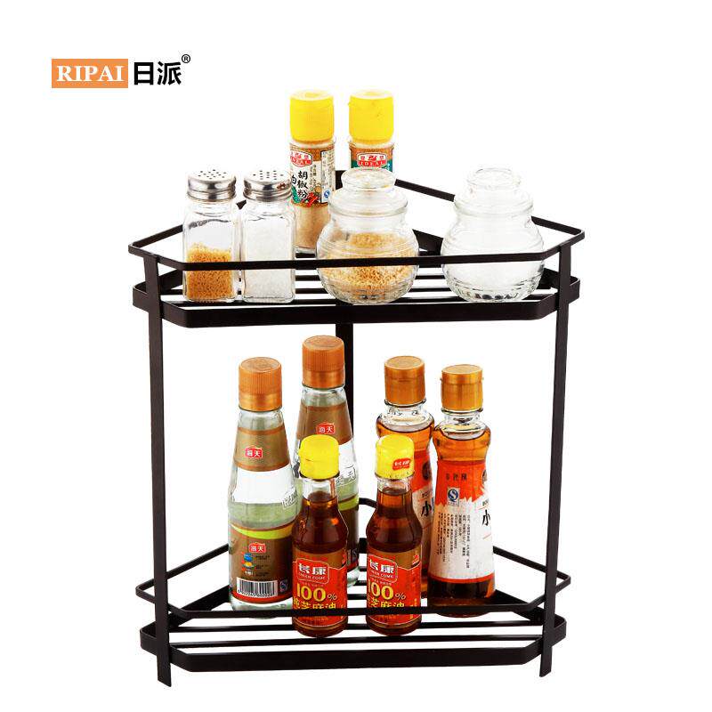 厨房三角架调料调味品置物架双层免打孔台面角架转角置物收纳架子