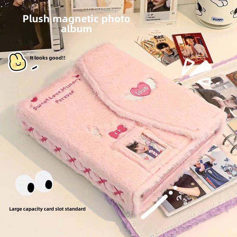 A5可爱的长毛绒卡片相册3英寸小卡片四格可拆卸卡片相册风格相册在高看相册,文具电教/文化用品/商务用品,相册/卡册收纳,淘宝优惠券,粉丝福利购,淘宝优惠卷