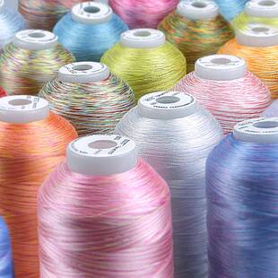 Simthread聚酯纤维冰丝电脑绣花线多色渐层色段染五彩线4000-5000