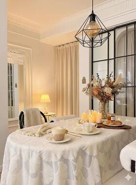 轻奢高级感桌布蕾丝法式台布覆古长方形盖布白色氛围茶几盖巾新款