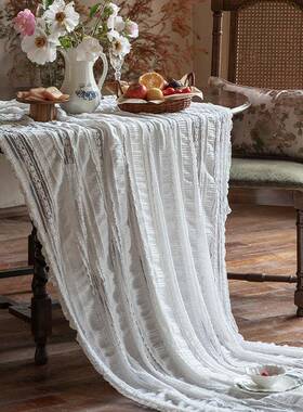蕾丝桌布白色法式叠绣高级刺绣餐桌盖布茶几台布花园装饰野餐布