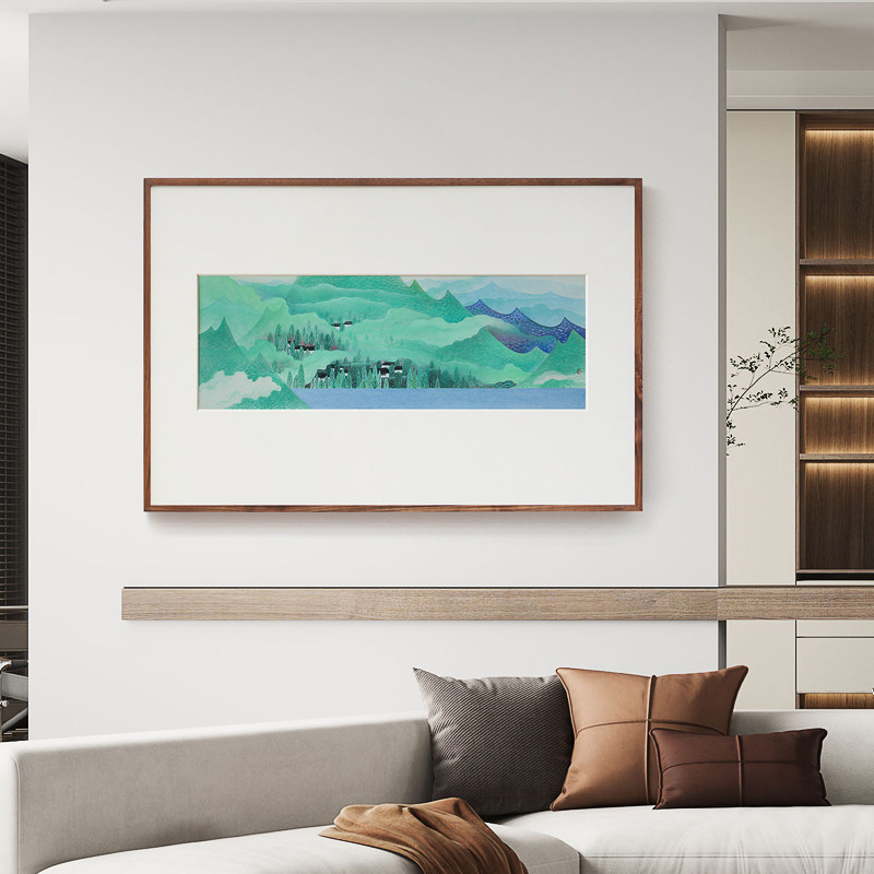 李旭 山水 新中式装饰画水墨彩色山峰原木风日式书房客厅卧室挂画