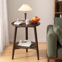 边几客厅家用实木双层小桌子沙发侧边小圆桌阳台创意简约小茶几
