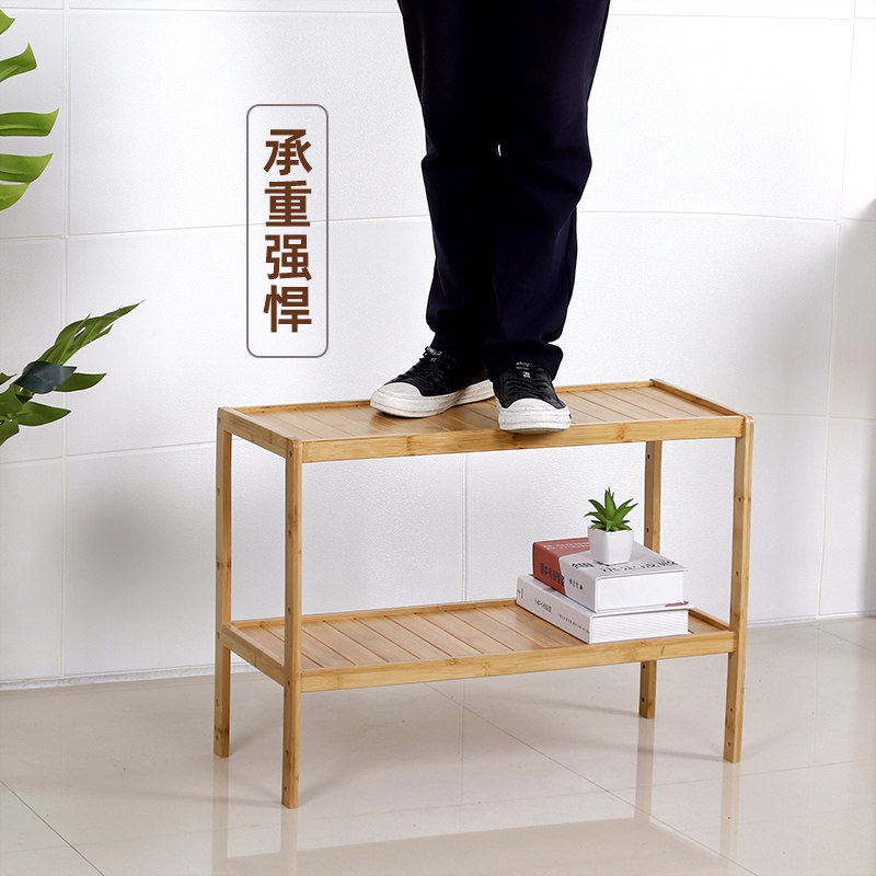 楠竹架子客厅置物架卧室收纳柜厨房货架全竹层间可调节三层架木质
