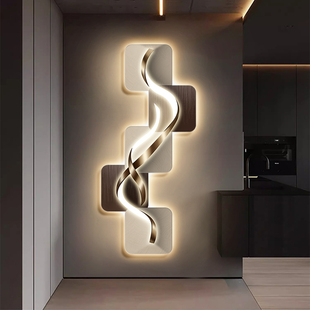 轻奢入户玄关装饰画LED灯画意式极简客厅走廊过道挂画抽象墙壁画