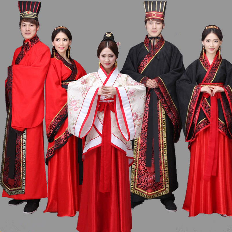 古装汉服中式婚礼主持伴郎伴娘黑色舞台演出学生表演成人礼祭祀服