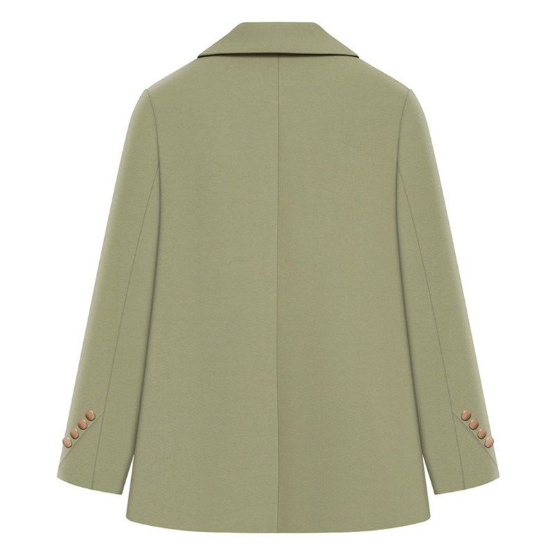 绿色休闲小西装外套设计高级感英伦风宽松春秋百搭女小西服外套