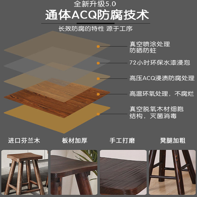 实木高脚方凳子55厘米餐台座椅家用茶水间吧台凳子柜台无靠背板凳