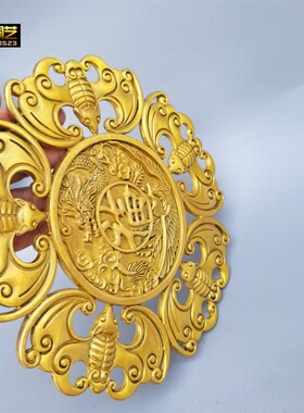 铜器铜五福临门蝙蝠龙凤结婚礼物五福蝙蝠工艺品家居装饰品摆件
