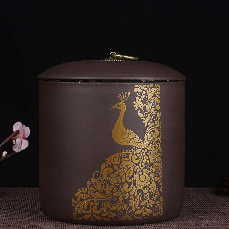 宜兴紫砂茶叶罐半斤装1斤密封罐特大号家用一斤陶瓷储茶罐500克装