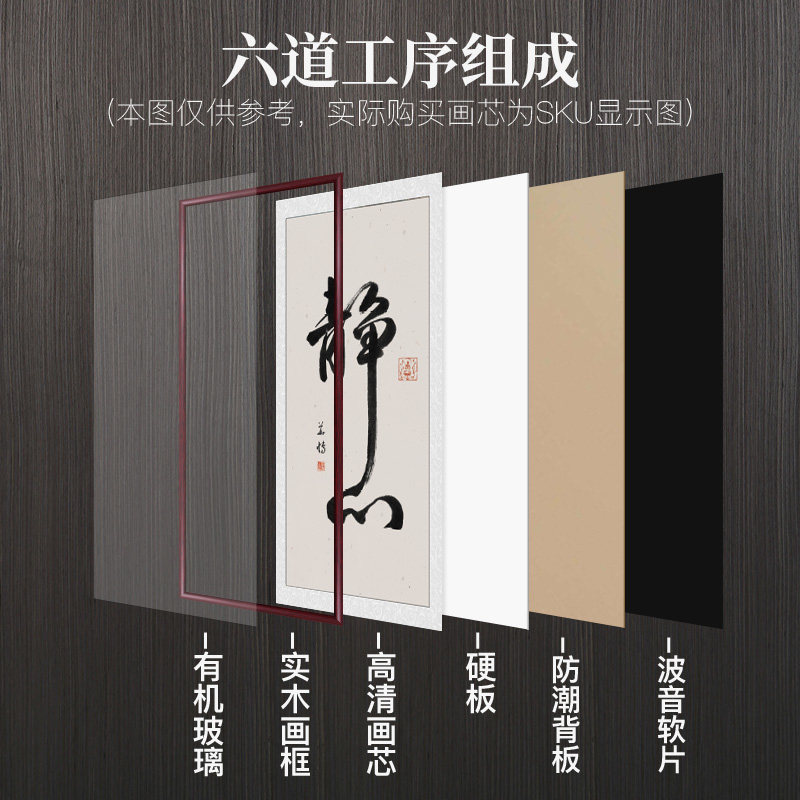 静心字画客厅过道走廊挂画办公室装饰画新中式竖版玄关书房墙壁画
