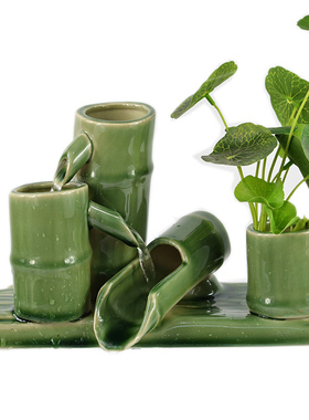 鱼缸盆增氧气泵流水族箱喷泉造景圆小型玻璃陶瓷搭配件循环家用