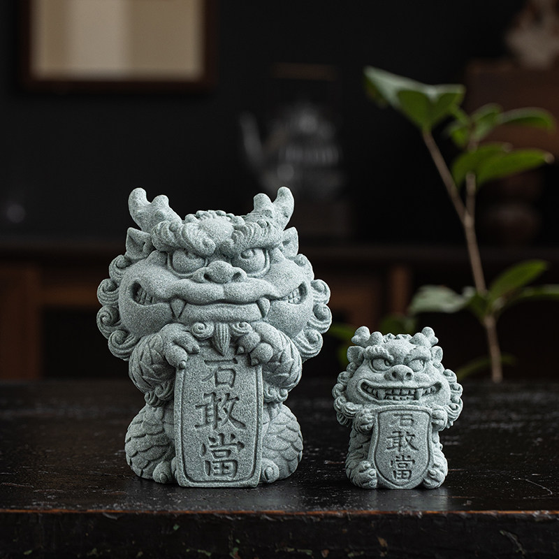 青砂石国潮风创意石敢当家居中式桌面客厅装饰摆件水族鱼缸造景,家居饰品,装饰摆件,淘宝优惠券,粉丝福利购,淘宝优惠卷