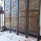 屏风实木隔断中式 折屏东阳木雕酒店客厅镂空雕花移动折叠入门玄关