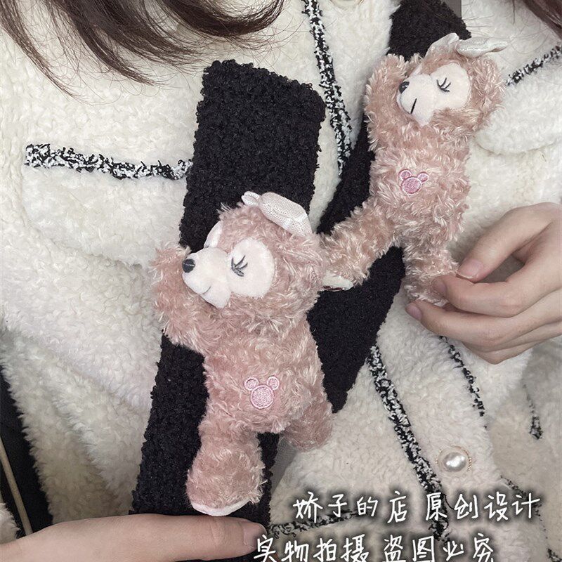 安全带护肩保护套短毛绒车用甜美风护肩套雪莉玫造型车用安全带装
