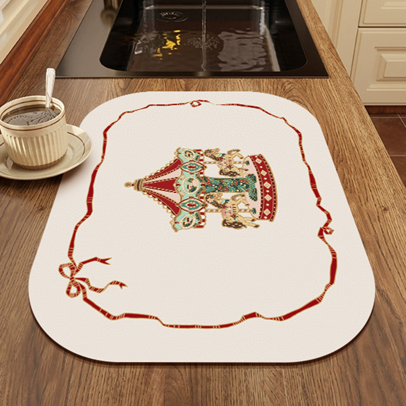 塞拉斯蒂娅法式复古木马耶诞新年厨房台面沥水垫洗手台防滑吸水凉