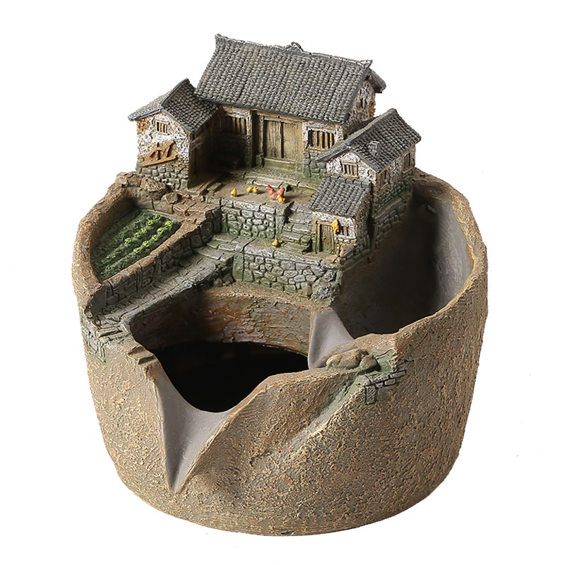 院子造景古法养鱼流水罐水循环过滤器鱼缸生态缸流水器摆件景观