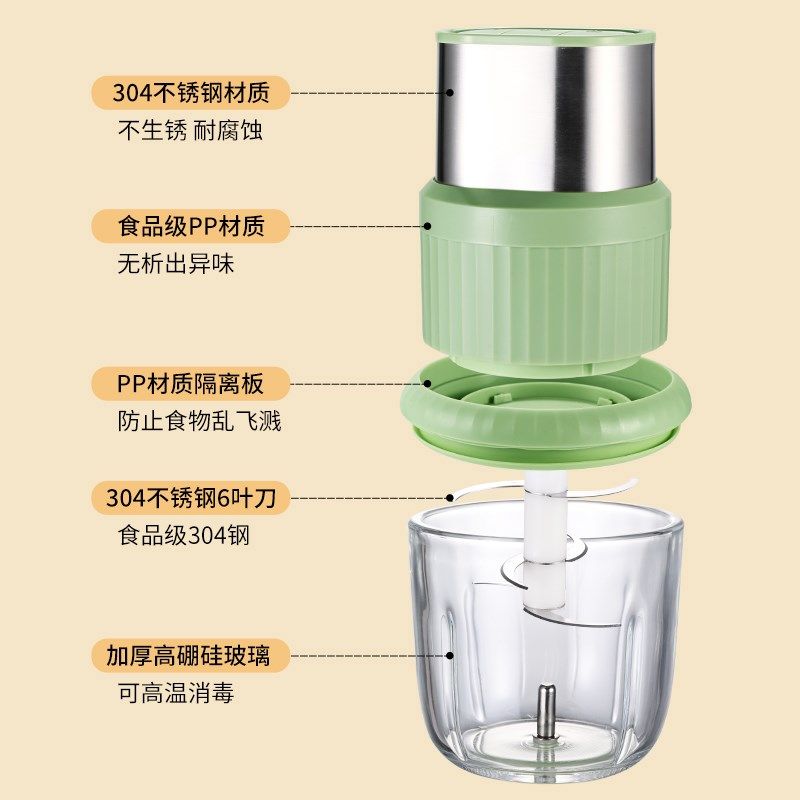 绞肉机多功能家用小型辅食机婴儿宝宝料理机蒜蓉搅碎器蒜泥神器