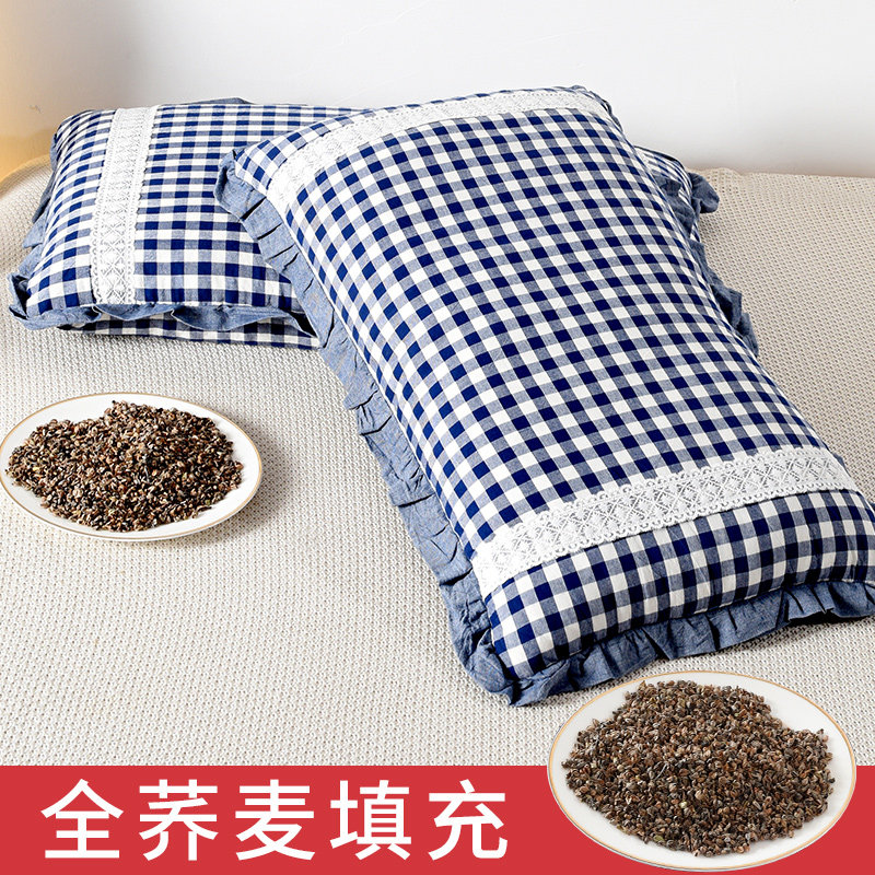 荞麦枕头带枕套单人护颈椎助睡眠家用学生宿舍高荞麦壳皮硬枕芯男