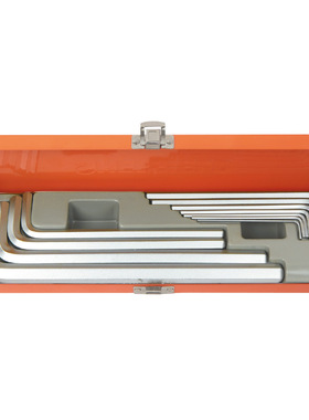 钢盾S050026 10件套公制加长球头内六角扳手（铁盒）L型扳手套装