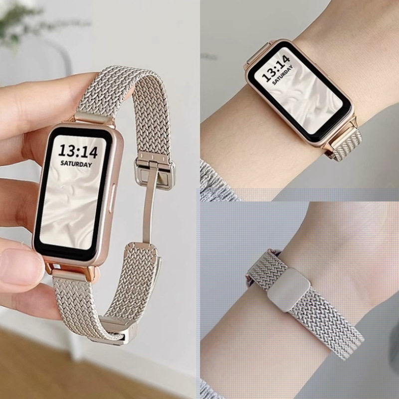 适用华为手环11表带10/9金属麦穗磁吸扣腕带小米9pro苹果iwatch11