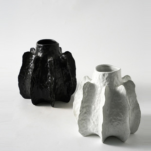 简约现代异形陶瓷花瓶摆件样板间客厅洽谈桌餐厅民宿插花器装 饰品