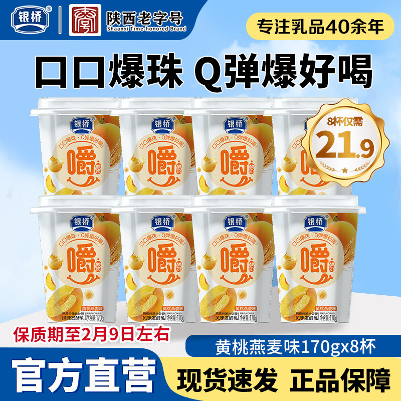 银桥牛奶嚼酸奶黄桃火龙果草莓燕麦味170g*8杯多口味混合风味酸乳,咖啡/麦片/冲饮,低温酸奶,淘宝优惠券,粉丝福利购,淘宝优惠卷