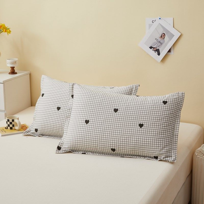 纯棉枕套一对装全棉成人枕头套30x50爱心40x60cm记忆V枕芯套48x74