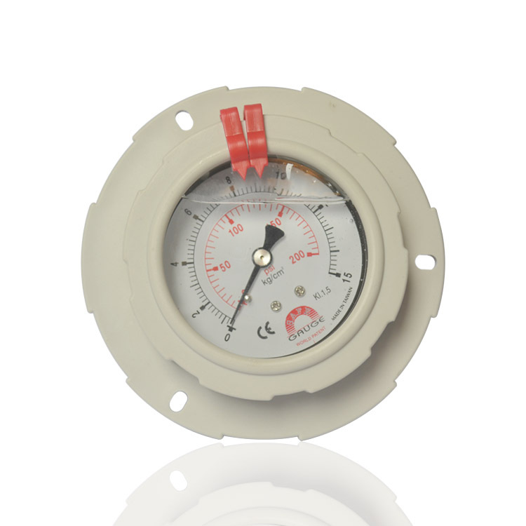 台湾华记PP隔膜压力表耐震压力表埋入式压力表YN63ZT 15KG 1/4PT
